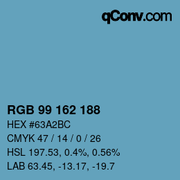 Color code: RGB 99 162 188 | qconv.com