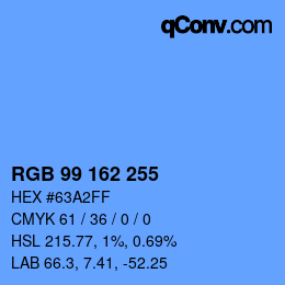 Color code: RGB 99 162 255 | qconv.com