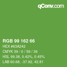 Color code: RGB 99 162 66 | qconv.com