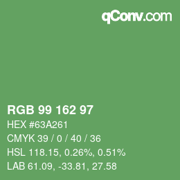 Color code: RGB 99 162 97 | qconv.com