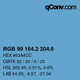 カラーコード: RGB 99 164.2 204.6 | qconv.com