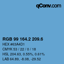 カラーコード: RGB 99 164.2 209.6 | qconv.com