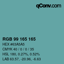 Code couleur: RGB 99 165 165 | qconv.com