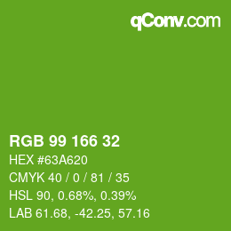 Color code: RGB 99 166 32 | qconv.com