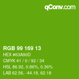 Color code: RGB 99 169 13 | qconv.com