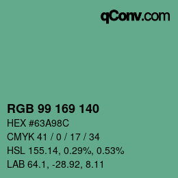 Color code: RGB 99 169 140 | qconv.com