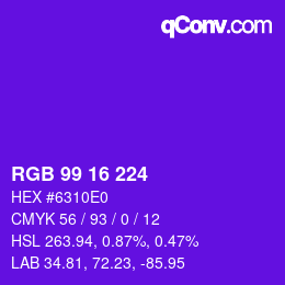 Color code: RGB 99 16 224 | qconv.com