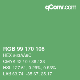 カラーコード: RGB 99 170 108 | qconv.com