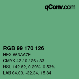 Color code: RGB 99 170 126 | qconv.com