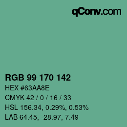 Color code: RGB 99 170 142 | qconv.com