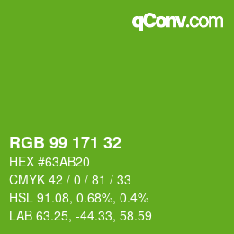 カラーコード: RGB 99 171 32 | qconv.com