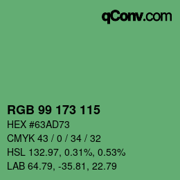 Color code: RGB 99 173 115 | qconv.com
