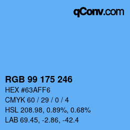 Color code: RGB 99 175 246 | qconv.com
