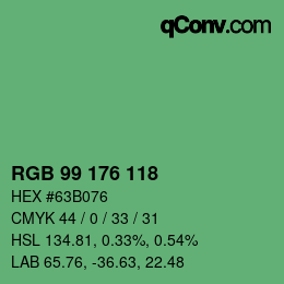 Color code: RGB 99 176 118 | qconv.com
