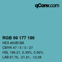 Color code: RGB 99 177 186 | qconv.com