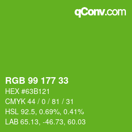 颜色代码: RGB 99 177 33 | qconv.com