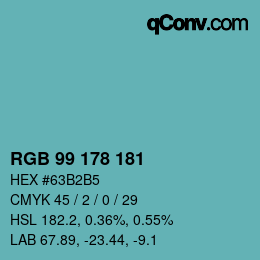 Color code: RGB 99 178 181 | qconv.com