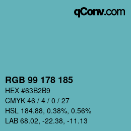 Color code: RGB 99 178 185 | qconv.com