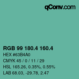 カラーコード: RGB 99 180.4 160.4 | qconv.com