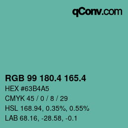 カラーコード: RGB 99 180.4 165.4 | qconv.com