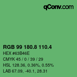 カラーコード: RGB 99 180.8 110.4 | qconv.com
