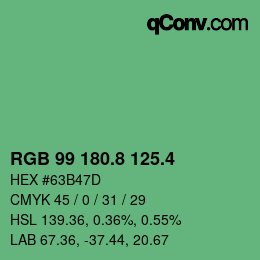カラーコード: RGB 99 180.8 125.4 | qconv.com