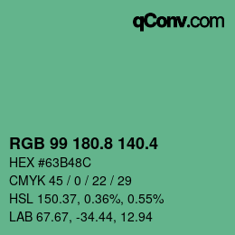 カラーコード: RGB 99 180.8 140.4 | qconv.com