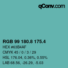 カラーコード: RGB 99 180.8 175.4 | qconv.com