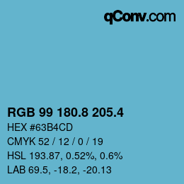 カラーコード: RGB 99 180.8 205.4 | qconv.com