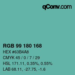 Color code: RGB 99 180 168 | qconv.com