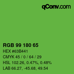 Color code: RGB 99 180 65 | qconv.com