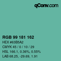 Color code: RGB 99 181 162 | qconv.com