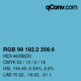 カラーコード: RGB 99 182.2 208.6 | qconv.com