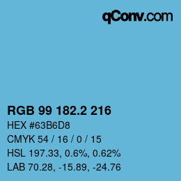 カラーコード: RGB 99 182.2 216 | qconv.com