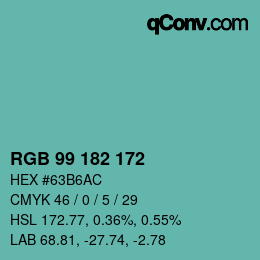 カラーコード: RGB 99 182 172 | qconv.com