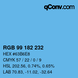 カラーコード: RGB 99 182 232 | qconv.com