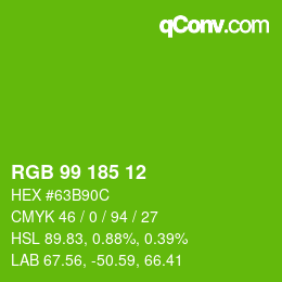 Color code: RGB 99 185 12 | qconv.com