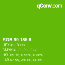Color code: RGB 99 185 8 | qconv.com