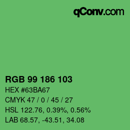 Color code: RGB 99 186 103 | qconv.com