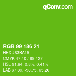 Color code: RGB 99 186 21 | qconv.com