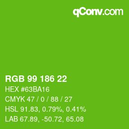 Color code: RGB 99 186 22 | qconv.com