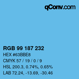 Color code: RGB 99 187 232 | qconv.com