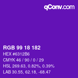 Color code: RGB 99 18 182 | qconv.com