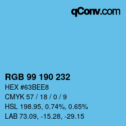 Color code: RGB 99 190 232 | qconv.com