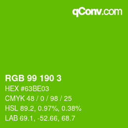 Color code: RGB 99 190 3 | qconv.com