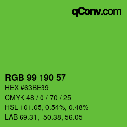 颜色代码: RGB 99 190 57 | qconv.com