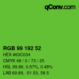 Color code: RGB 99 192 52 | qconv.com