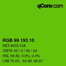 Color code: RGB 99 193 10 | qconv.com