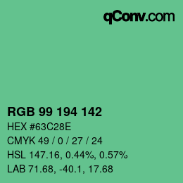 Color code: RGB 99 194 142 | qconv.com