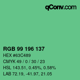 Color code: RGB 99 196 137 | qconv.com